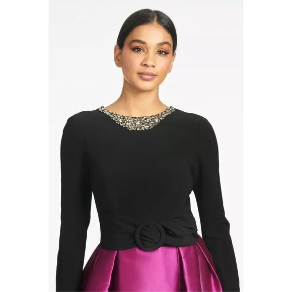 SACHIN & BABI Desdemona Crystal-Detail Gown Fuchsia Black size 6 - Picture 3 of 15